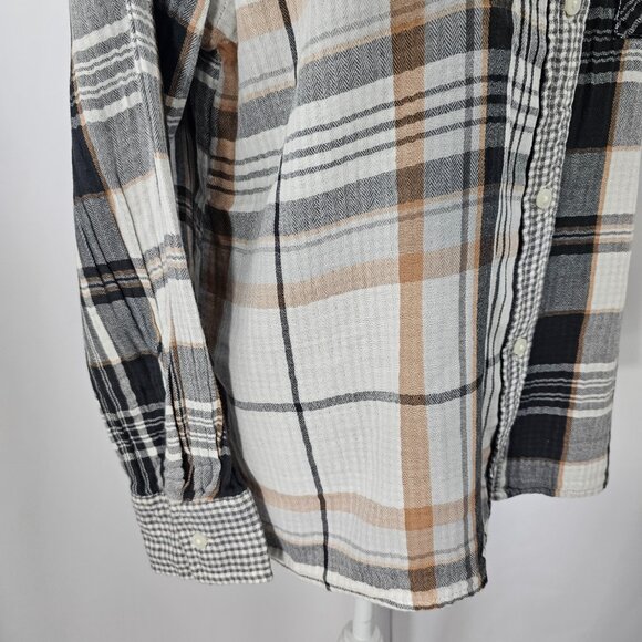 Aerie Women's Grey Plaid Cotton Flannel Long Sleeve Pajama Top Size M NWT - Picture 8 of 16